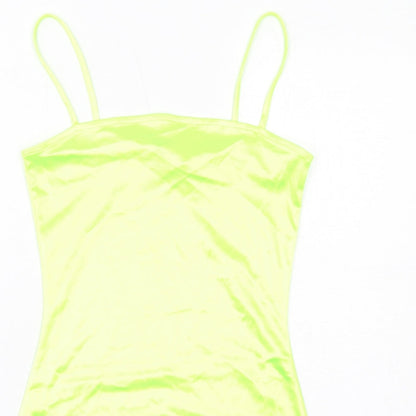 H&M Womens Yellow Polyester Slip Dress Size 10 Square Neck Pullover