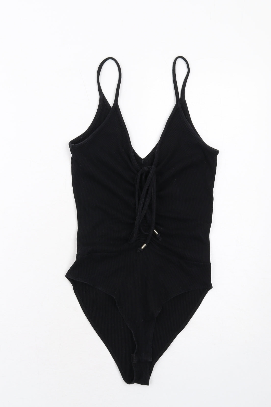 River Island Womens Black Cotton Bodysuit One-Piece Size 8 Snap