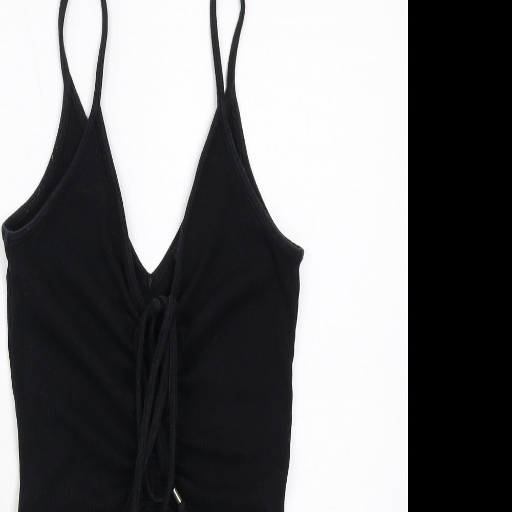 River Island Womens Black Cotton Bodysuit One-Piece Size 8 Snap