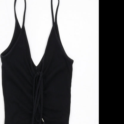 River Island Womens Black Cotton Bodysuit One-Piece Size 8 Snap