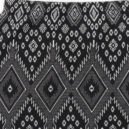 New Look Womens Black Geometric Polyester A-Line Skirt Size 10