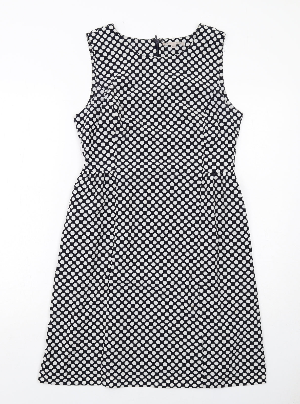 Gap Womens Blue Polka Dot Polyester Shift Size 10 Round Neck Zip