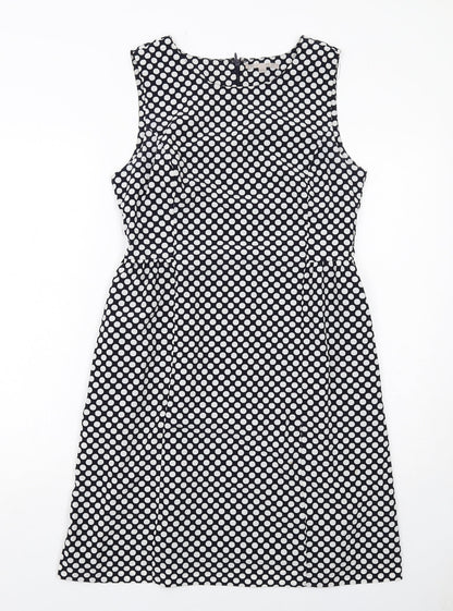 Gap Womens Blue Polka Dot Polyester Shift Size 10 Round Neck Zip