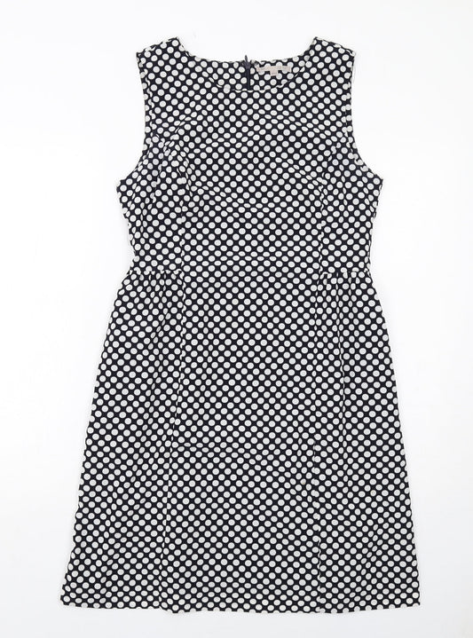 Gap Womens Blue Polka Dot Polyester Shift Size 10 Round Neck Zip