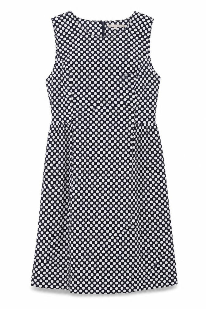 Gap Womens Blue Polka Dot Polyester Shift Size 10 Round Neck Zip