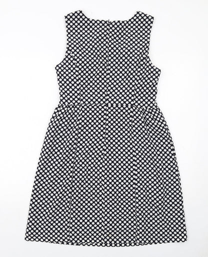 Gap Womens Blue Polka Dot Polyester Shift Size 10 Round Neck Zip