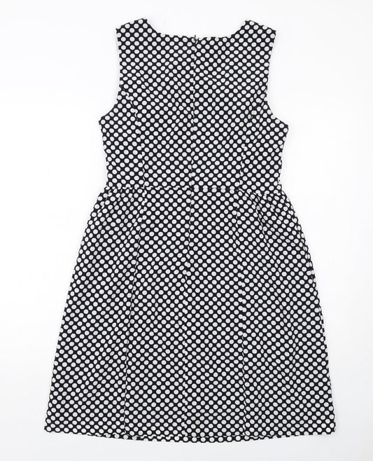 Gap Womens Blue Polka Dot Polyester Shift Size 10 Round Neck Zip