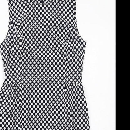 Gap Womens Blue Polka Dot Polyester Shift Size 10 Round Neck Zip