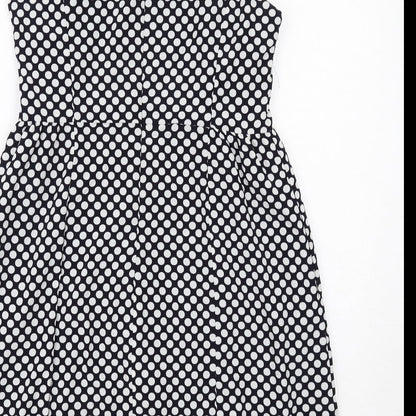 Gap Womens Blue Polka Dot Polyester Shift Size 10 Round Neck Zip
