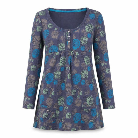 Mudd & Water Womens Purple Floral Viscose A-Line Size 8 Round Neck Pullover