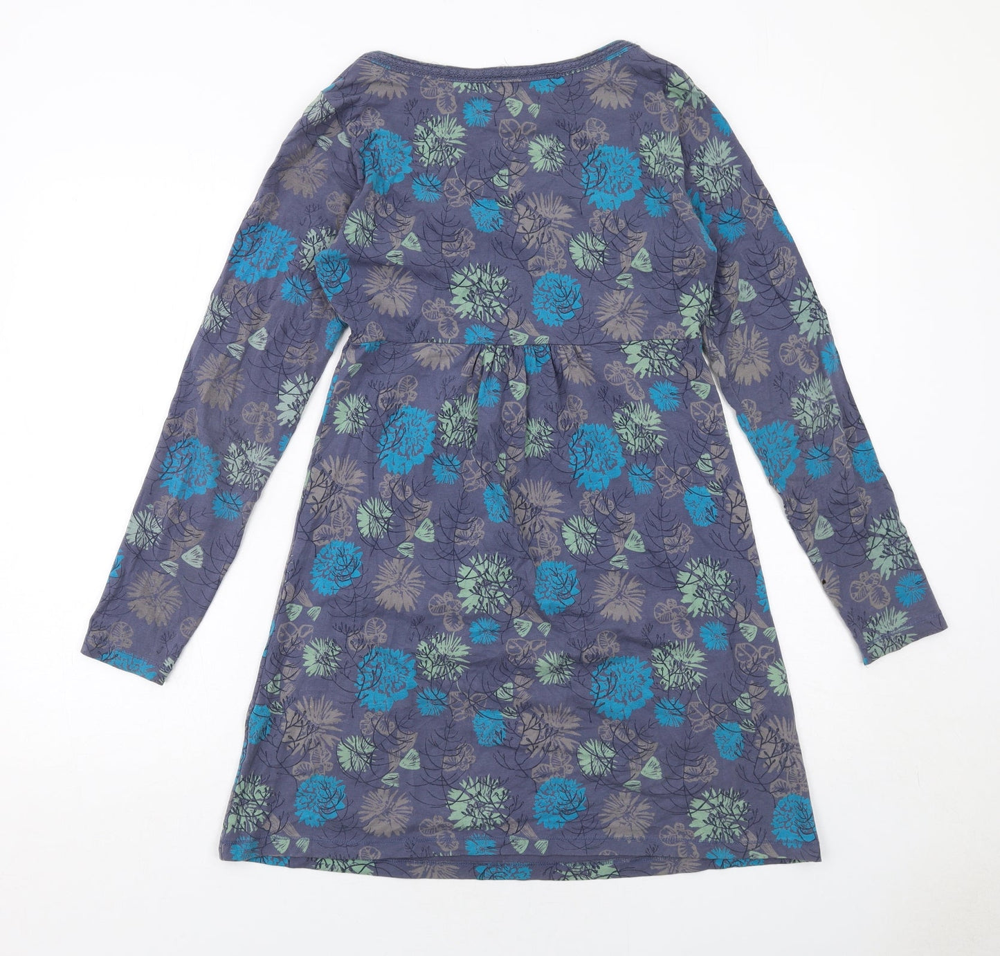 Mudd & Water Womens Purple Floral Viscose A-Line Size 8 Round Neck Pullover