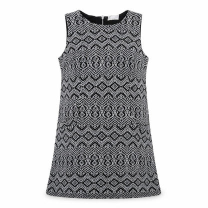 Wallis Womens Black Geometric Polyester Shift Size 12 Round Neck Zip