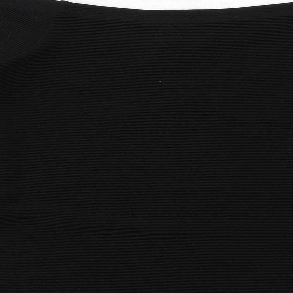 Miss Selfridge Womens Black Polyester Basic Blouse Size 8 Off the Shoulder - Flute Sleeve