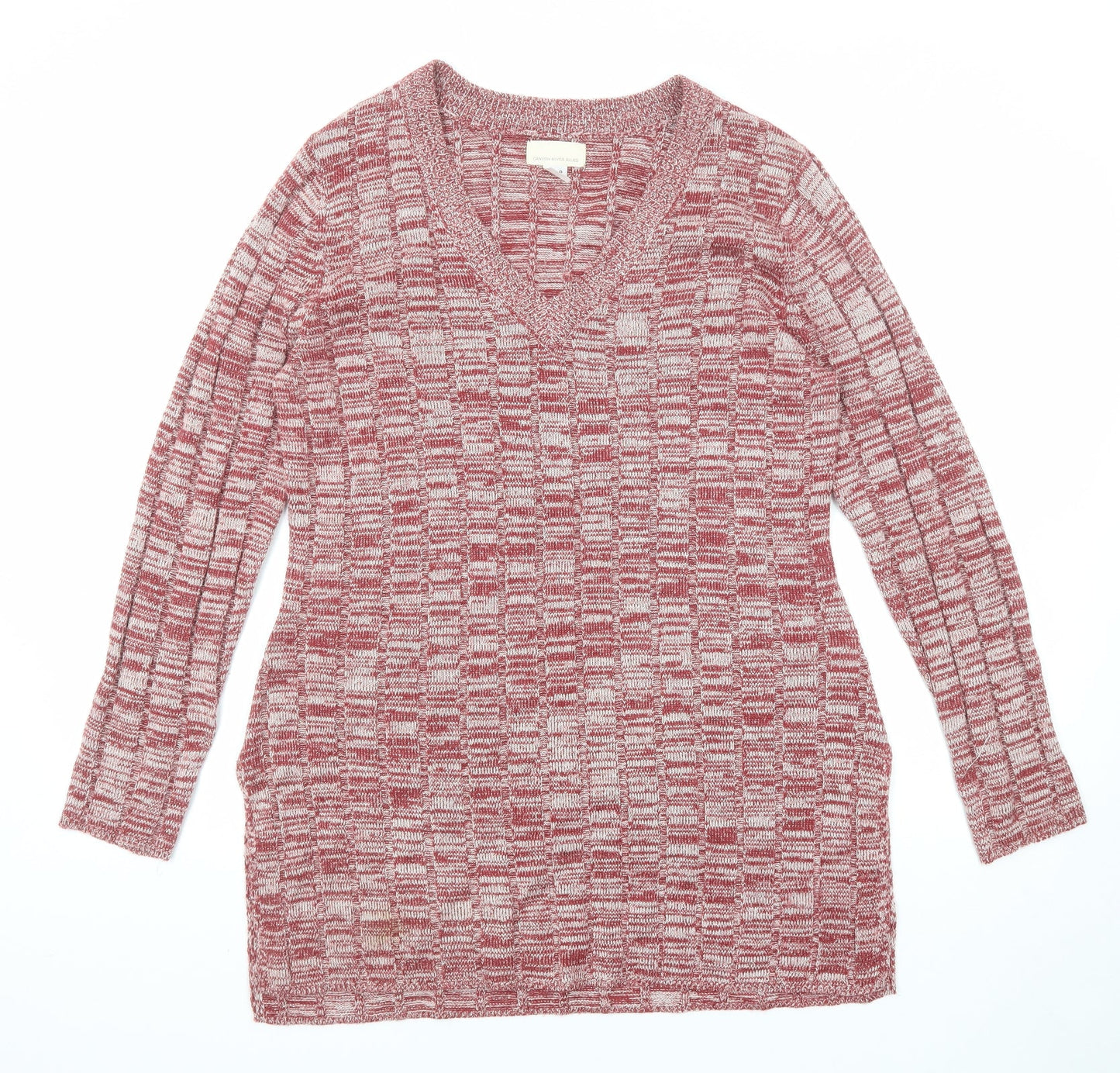 Canyon River Blues Womens Red V-Neck Acrylic Pullover Jumper Size L