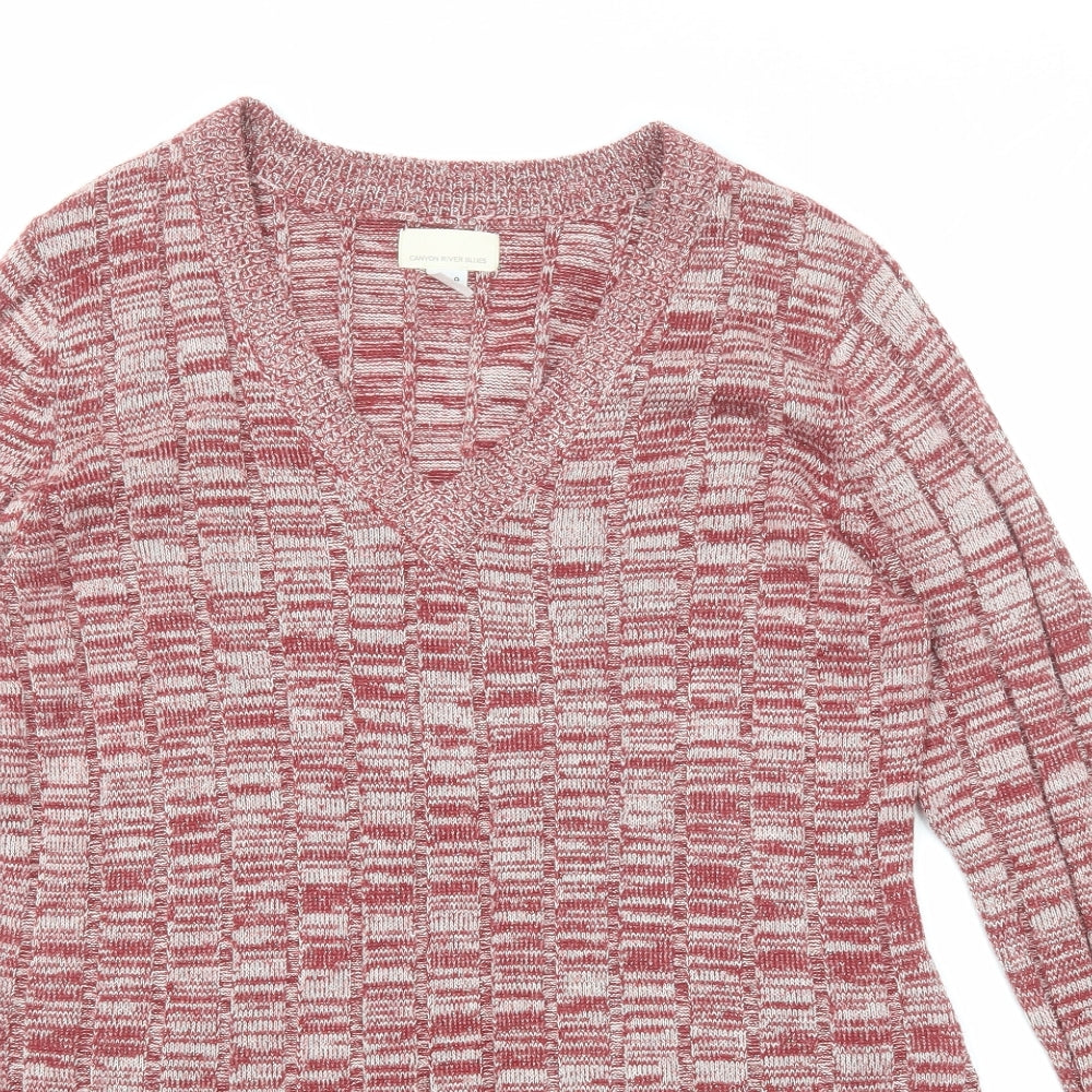 Canyon River Blues Womens Red V-Neck Acrylic Pullover Jumper Size L