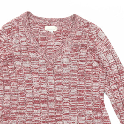 Canyon River Blues Womens Red V-Neck Acrylic Pullover Jumper Size L