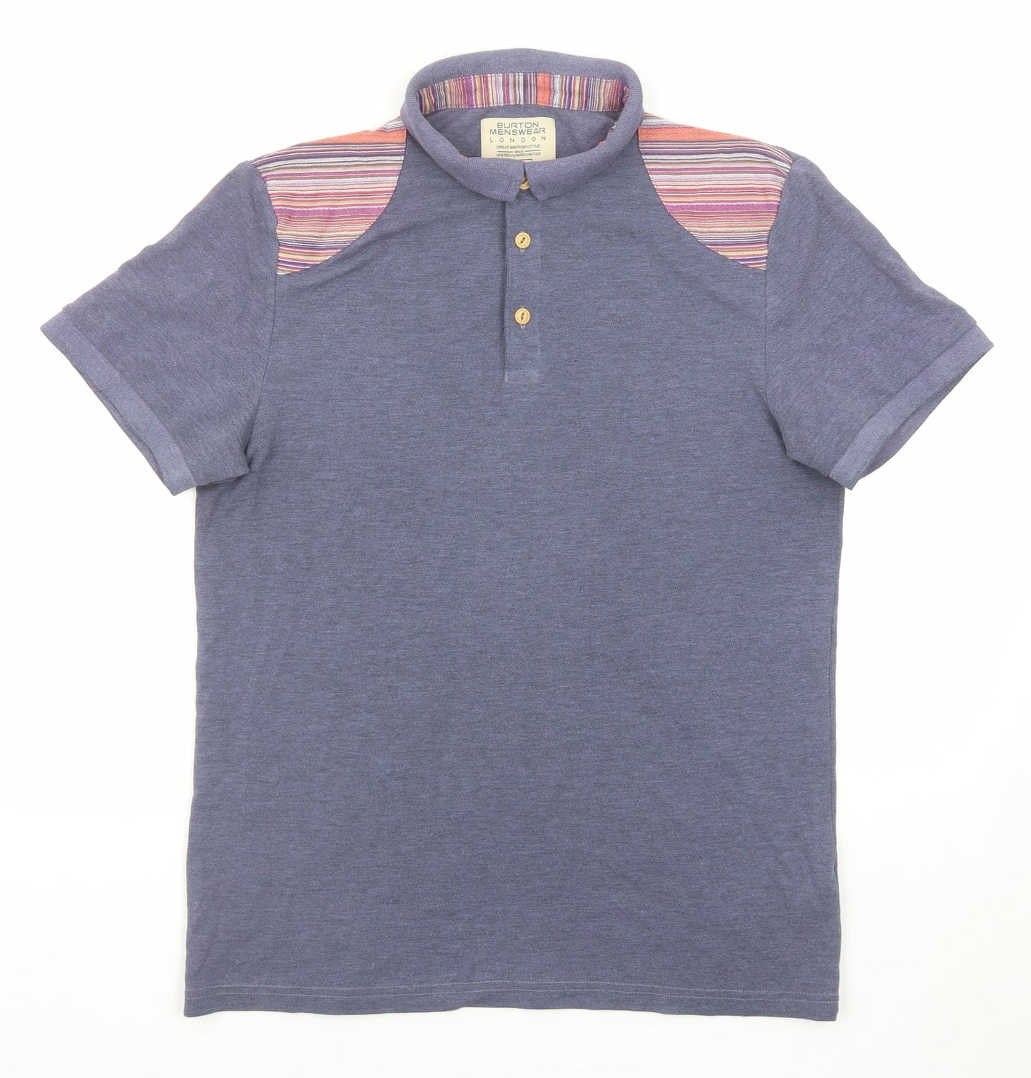 Burton Mens Blue Cotton Polo Size S Collared Button