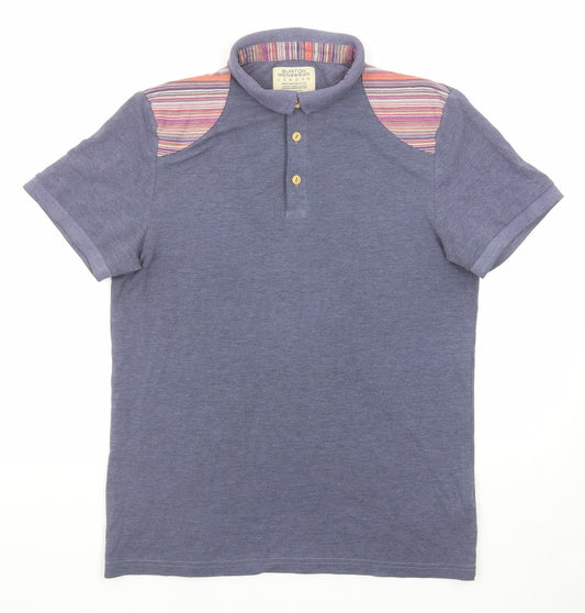 Burton Mens Blue Cotton Polo Size S Collared Button