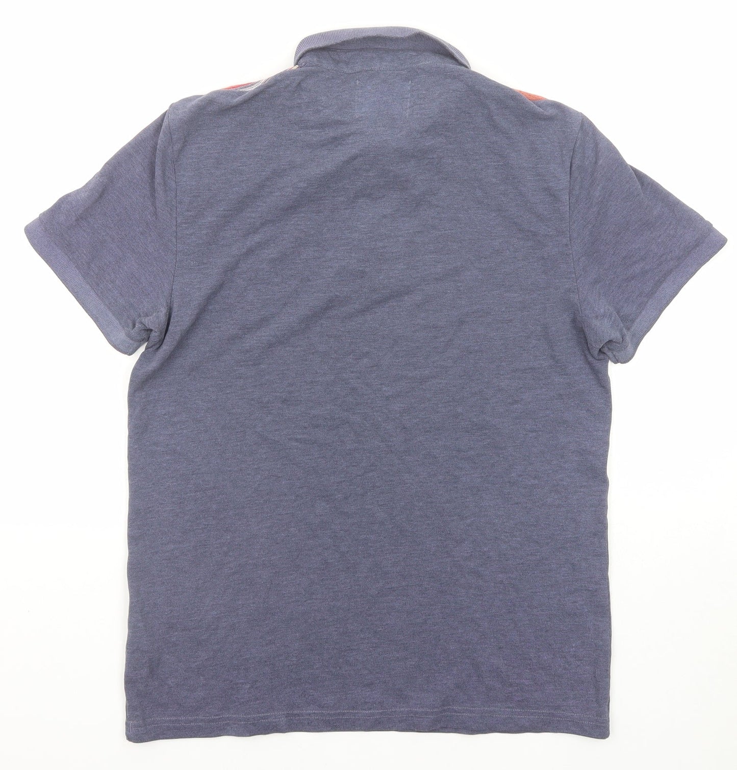 Burton Mens Blue Cotton Polo Size S Collared Button