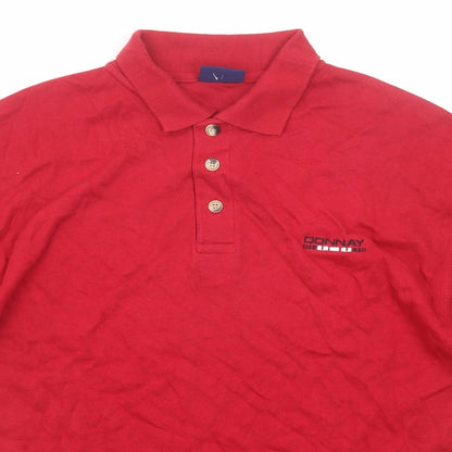 Donnay Mens Red Cotton Polo Size M Collared Button