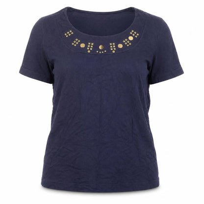 Pure Wear Womens Blue Cotton Basic Blouse Size 16 Round Neck
