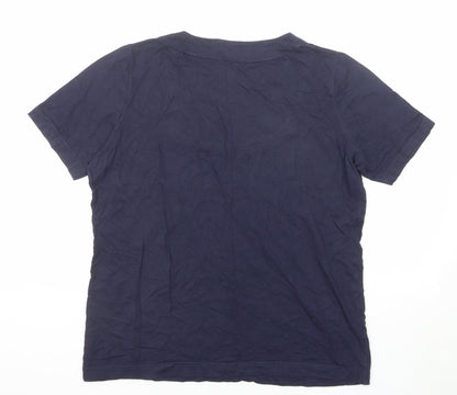 Pure Wear Womens Blue Cotton Basic Blouse Size 16 Round Neck