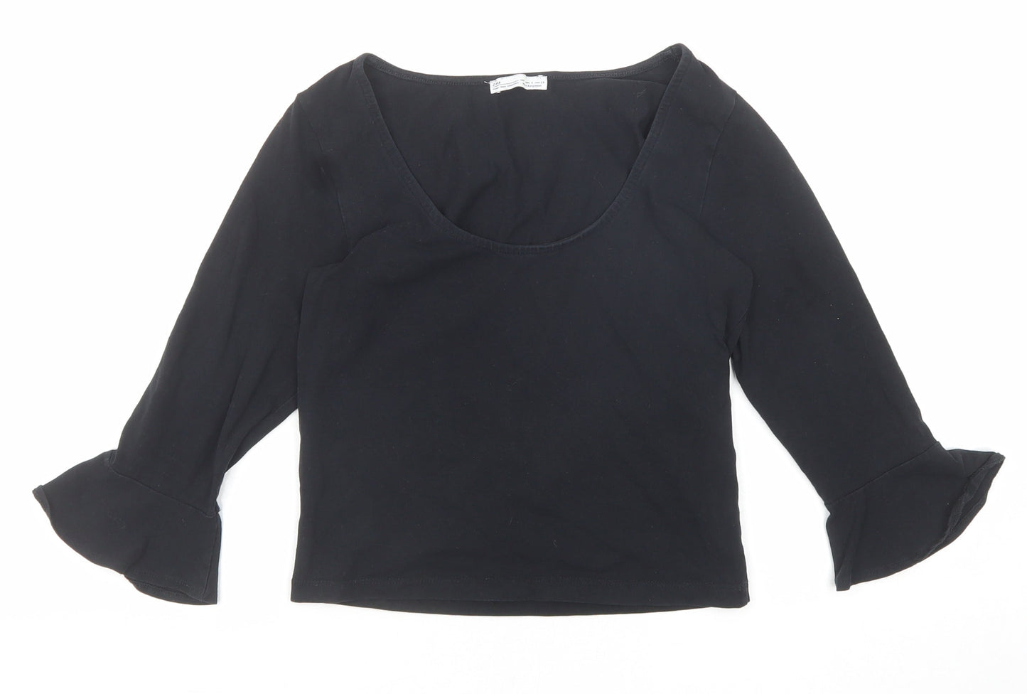 Womens UK Size S Zara Black Basic Blouse