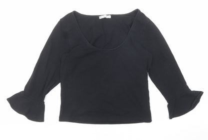Womens UK Size S Zara Black Basic Blouse