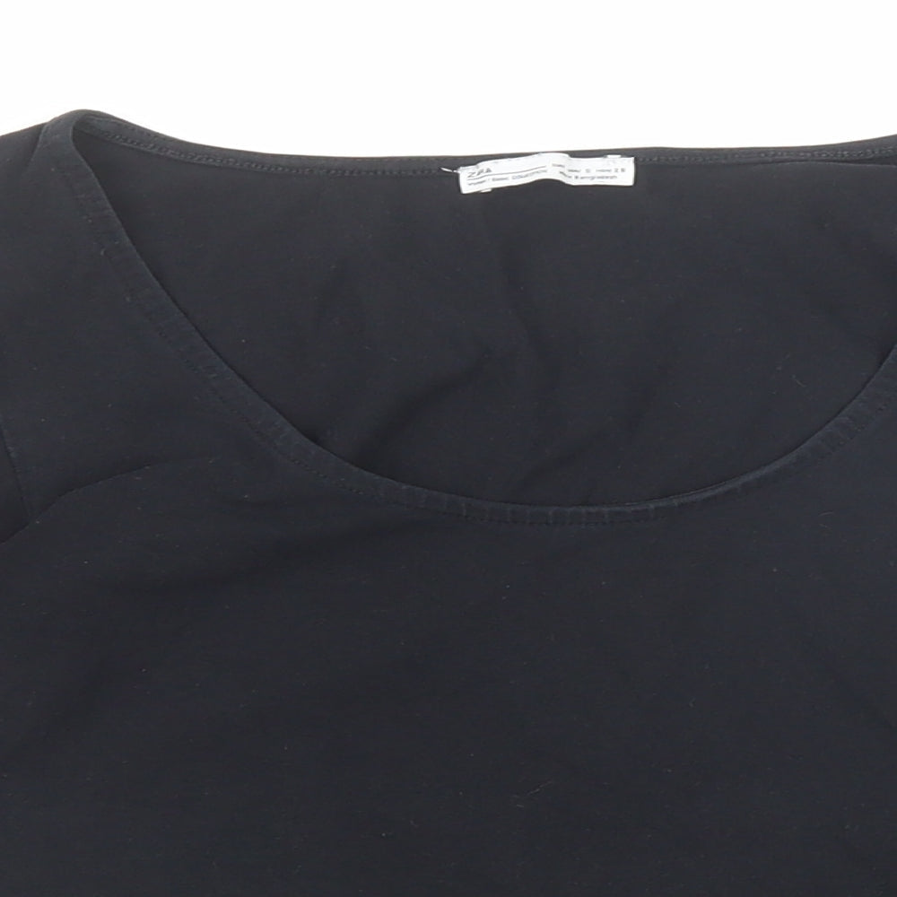 Womens UK Size S Zara Black Basic Blouse