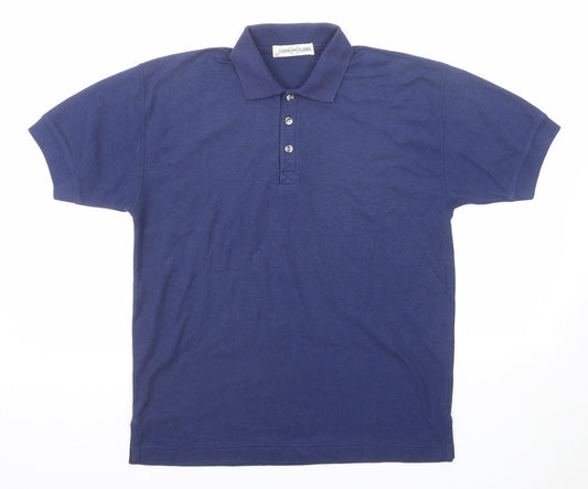 Leisure Classics Mens Blue Polyester Polo Size S Collared Button