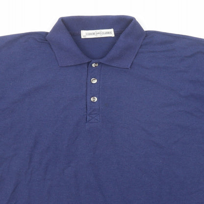 Leisure Classics Mens Blue Polyester Polo Size S Collared Button