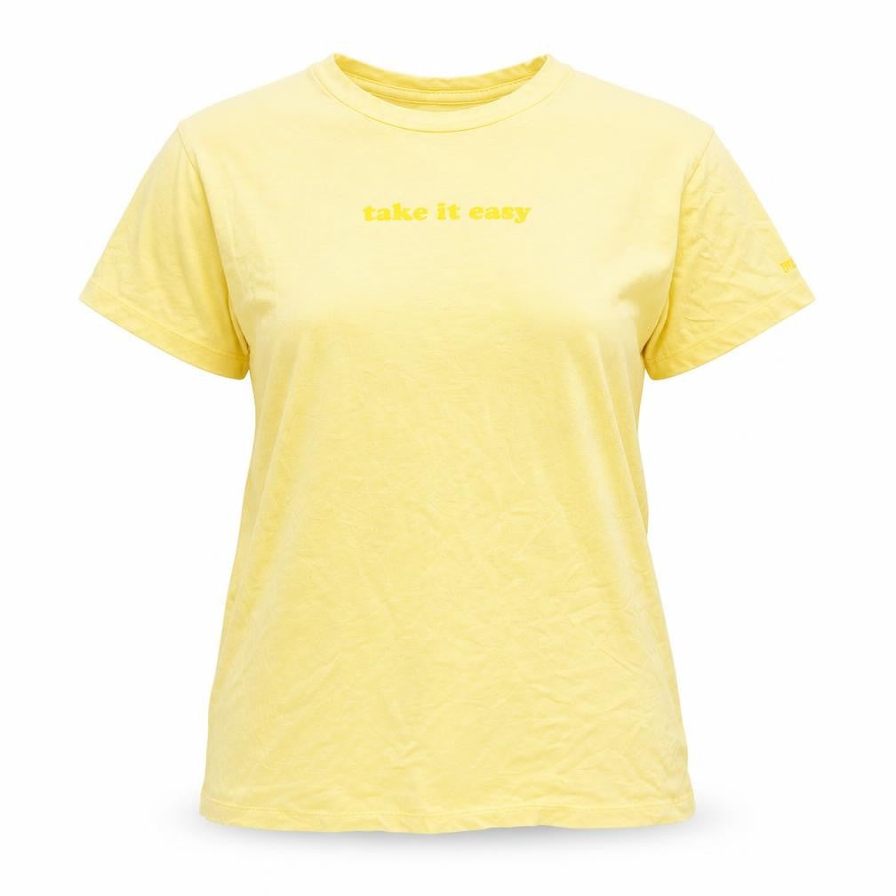 Womens UK Size XS PINK Yellow Basic T-Shirt