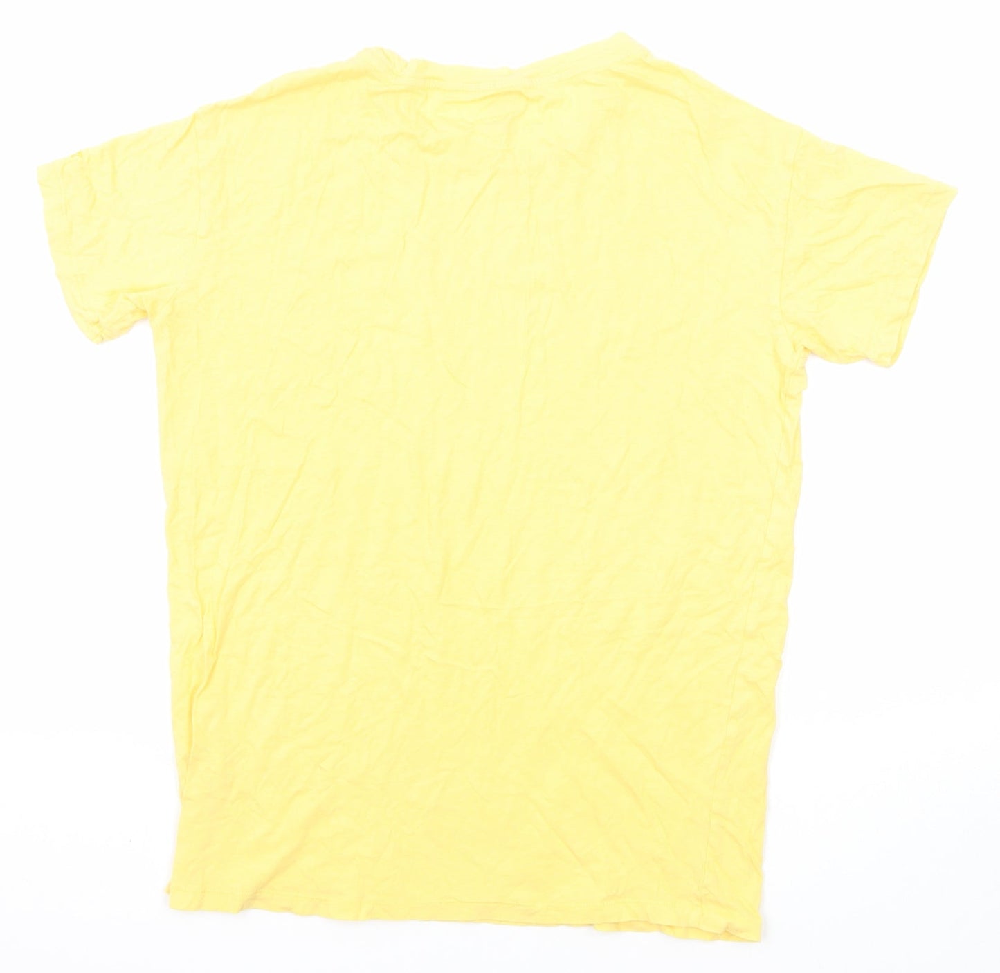 Womens UK Size XS PINK Yellow Basic T-Shirt