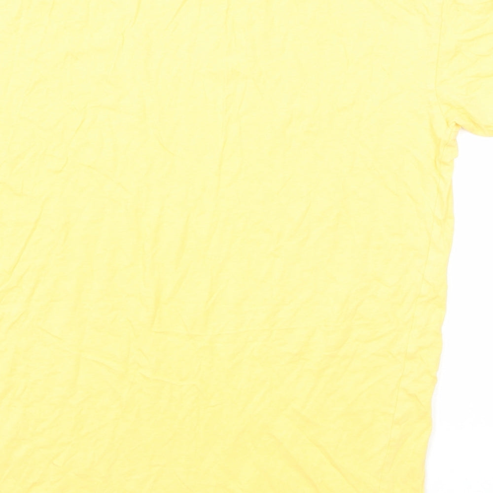 Womens UK Size XS PINK Yellow Basic T-Shirt