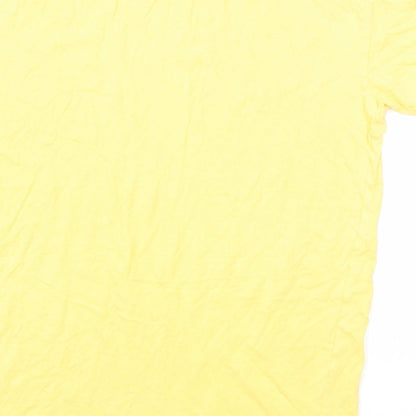 Womens UK Size XS PINK Yellow Basic T-Shirt