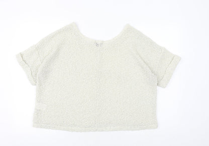 H&M Womens Beige Polyester Basic Blouse Size S Boat Neck