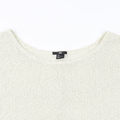H&M Womens Beige Polyester Basic Blouse Size S Boat Neck