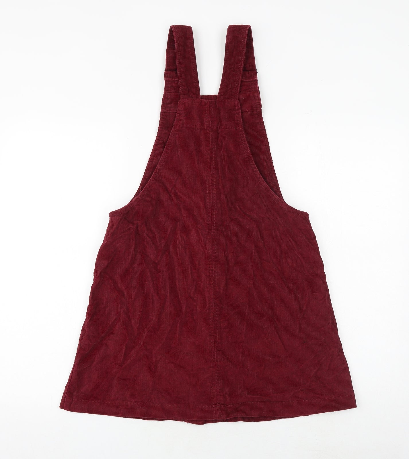 Cooperative Womens Red 100% Cotton Pinafore/Dungaree Dress Size S Square Neck Button