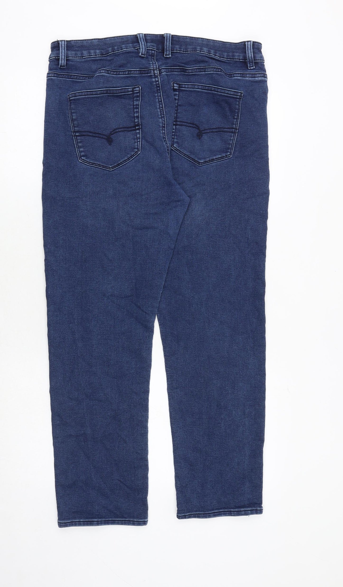 NEXT Mens Blue Cotton Straight Jeans Size 36 in Slim Zip
