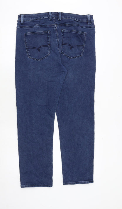 NEXT Mens Blue Cotton Straight Jeans Size 36 in Slim Zip