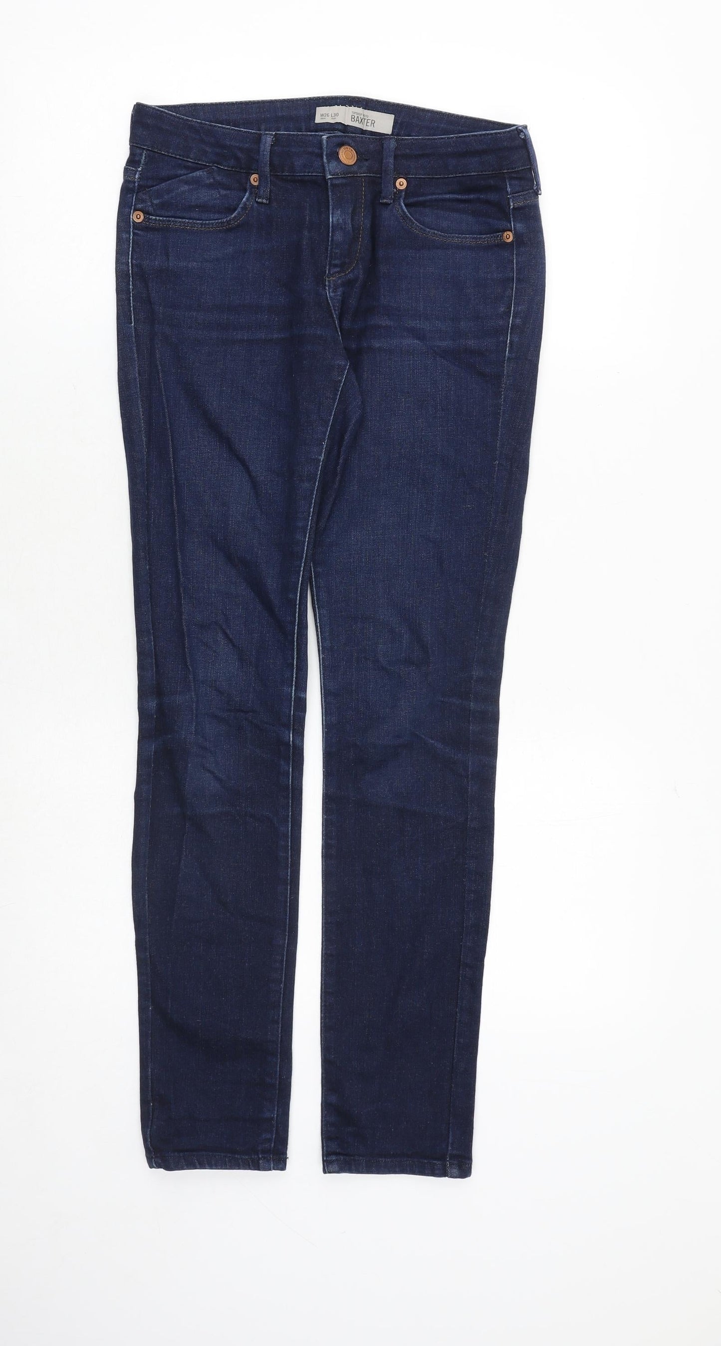 Topshop Womens Blue Cotton Skinny Jeans Size 26 in L30 in Regular Zip