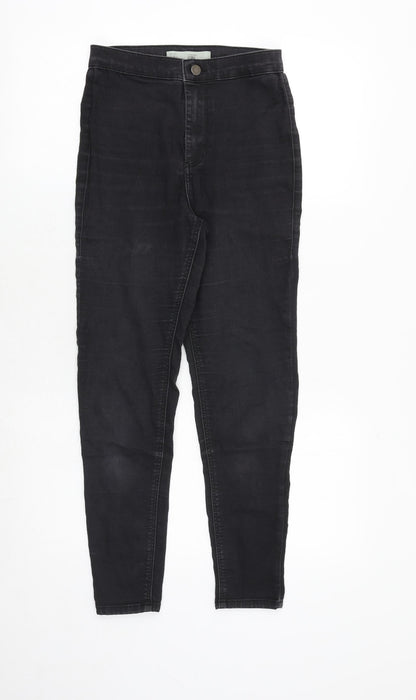 Topshop Womens Black Cotton Skinny Jeans Size 28 in Regular Zip