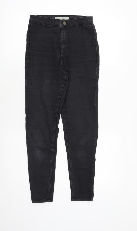 Topshop Womens Black Cotton Skinny Jeans Size 28 in Regular Zip