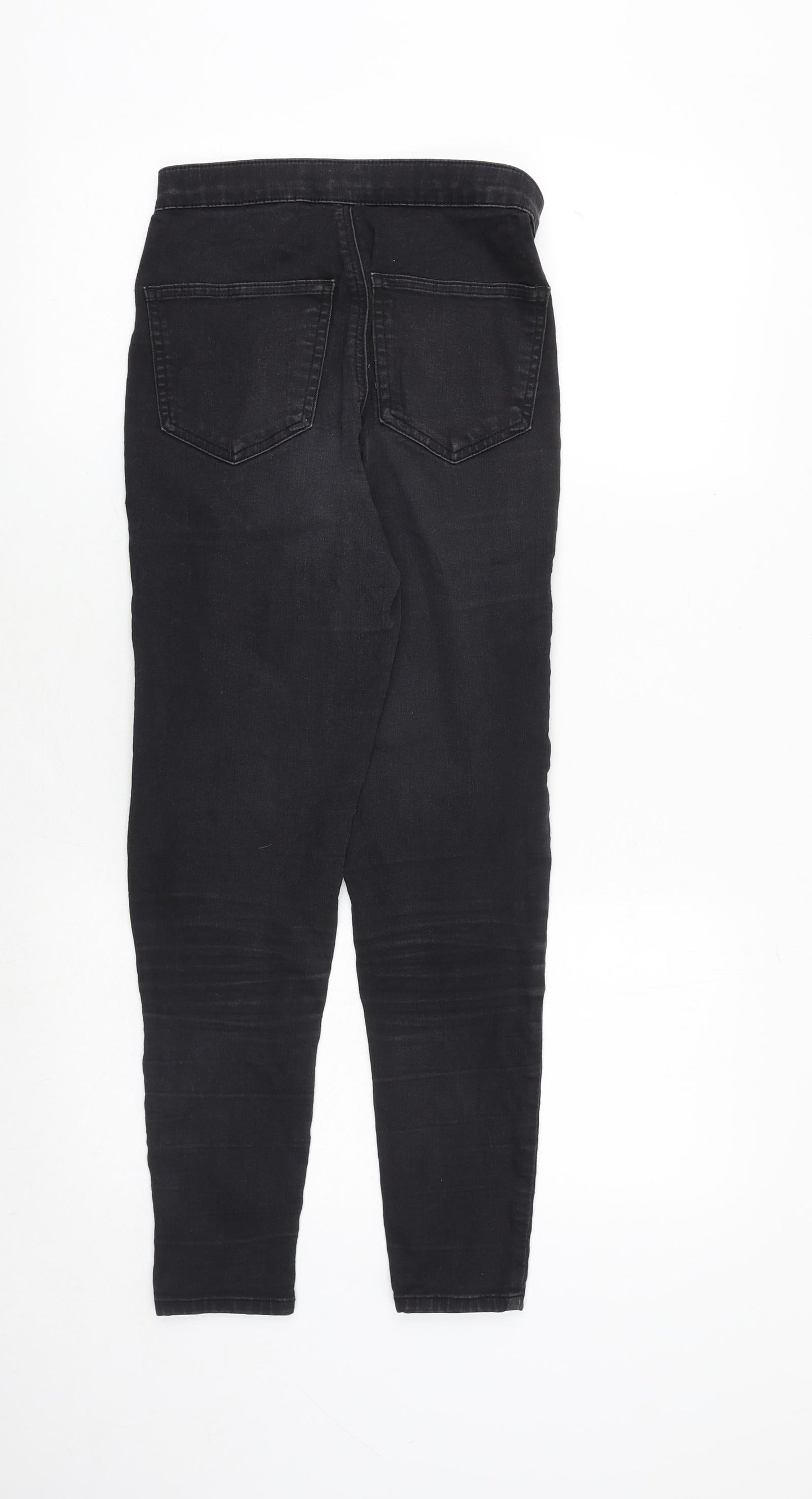 Topshop Womens Black Cotton Skinny Jeans Size 28 in Regular Zip