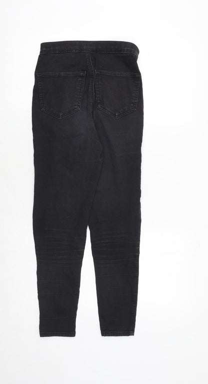 Topshop Womens Black Cotton Skinny Jeans Size 28 in Regular Zip