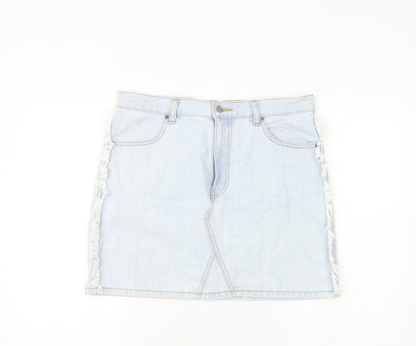 Dr. Denim Womens Blue Cotton A-Line Skirt Size L Zip
