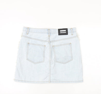 Dr. Denim Womens Blue Cotton A-Line Skirt Size L Zip
