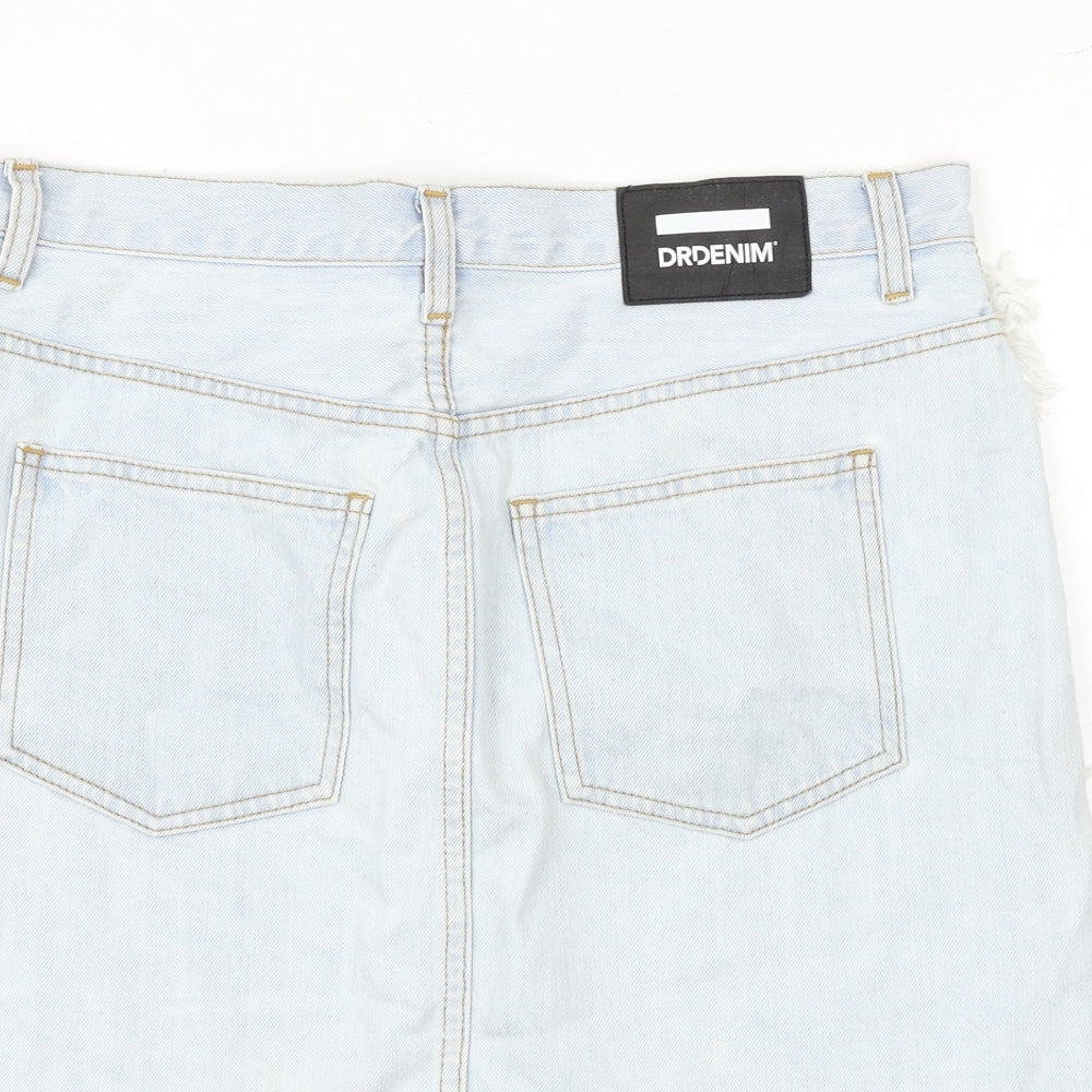 Dr. Denim Womens Blue Cotton A-Line Skirt Size L Zip