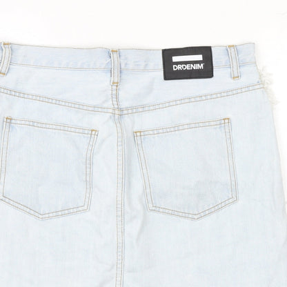 Dr. Denim Womens Blue Cotton A-Line Skirt Size L Zip