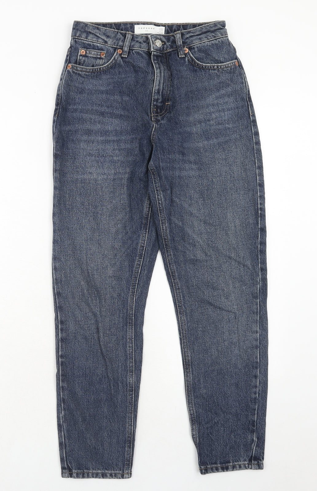 Topshop Womens Blue Cotton Mom Jeans Size 26 in L30 in Regular Zip